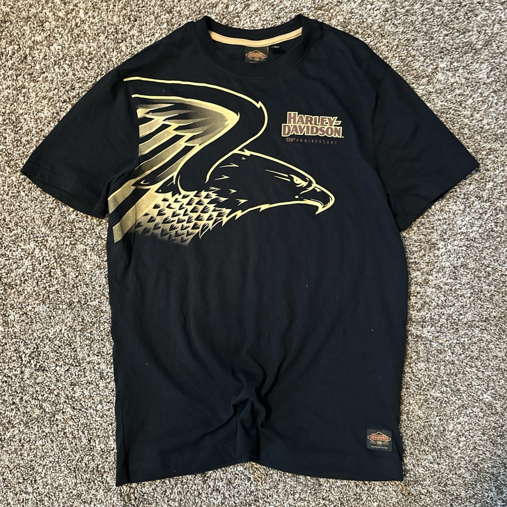 Harley-Davidson Men's Black and Gold Graphic T-Shirt